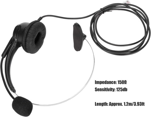 RJ9 Earphone, Ultra Lightweight Phone Headsets Noise Cancelling 150 Ohm Speaker for Office Landline Phone