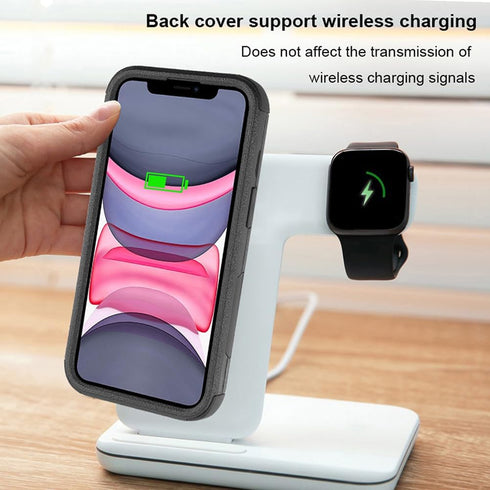 Heavy Duty iPhone 11 Case - Black, 3-Layer Shockproof & Dropproof Protection, Wireless Charging Compatible.