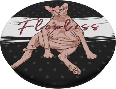 Funny Sphynx Cat Flawless Naked Cat Fat Hairless Cat PopSockets Grip and Stand for Phones and Tablets