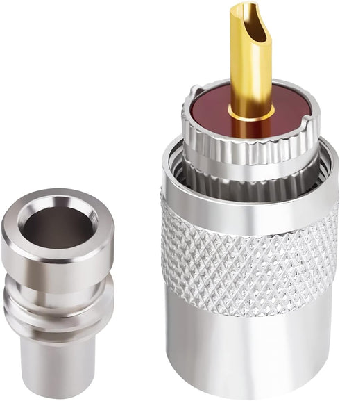 Goupchn PL259 Coax Connectors 2 Pack, UHF Male Plug Solder Adapters for RG58, RG59, RG8, RG8x, RG213 Coaxial Cable