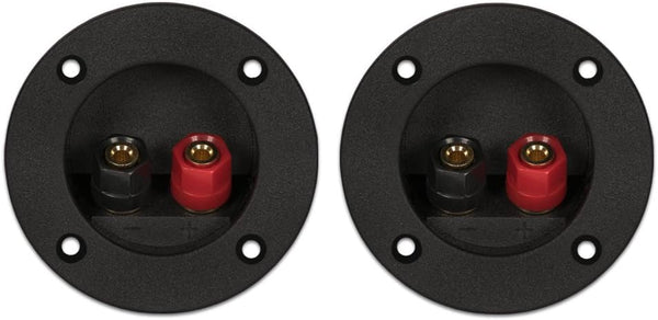 Goldwood RGT-5025-2 Sound Speaker Box Terminal Cups, 2 Round Power Speaker Terminal Plates, Black