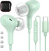 USB C Headphones Magnetic Wired Earbuds Noise Canceling in-Ear USB Type C Earphones with Microphone Volume Control