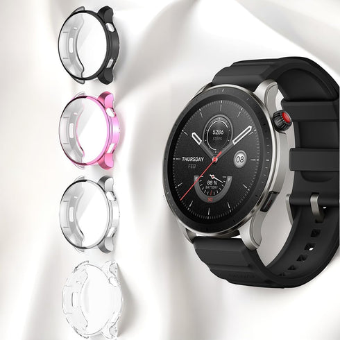 Screen Protector Case for Amazfit GTR 4 Smartwatch, 2-Pack Soft TPU Full Protective Face Cover, Black
