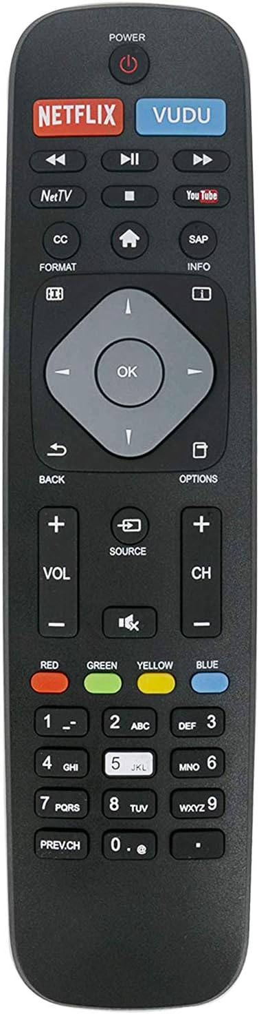 New NH500UP Replacement Remote Control for Philips LCD LED TV Models 32PFL4902, 40PFL4901, 43PFL4901, 50PFL4901