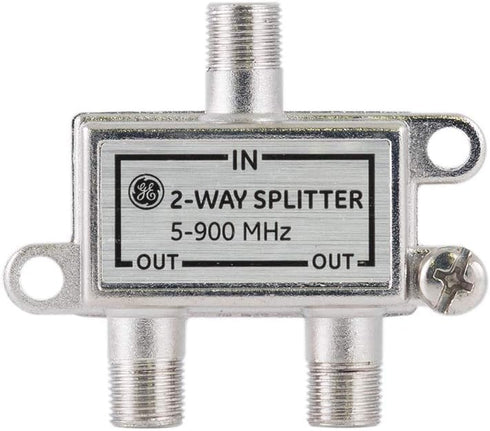 GE 2-Way Coaxial Cable Splitter, 5-900 Mhz Range, RG59 RG6 Compatible for HD TV, Audio, Video