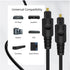 TNP Digital Optical Audio Cable 6 Feet S/PDIF Fiber Optic Toslink Cable for TV, Soundbar, Home Theater, PS4, Xbox