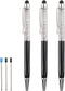 Bling Ballpoint Pens, Crystal Diamond Capacitive Touch Screen Stylus with Replacement Refills, 3Pcs Writing Pen