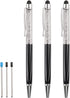 Bling Ballpoint Pens, Crystal Diamond Capacitive Touch Screen Stylus with Replacement Refills, 3Pcs Writing Pen