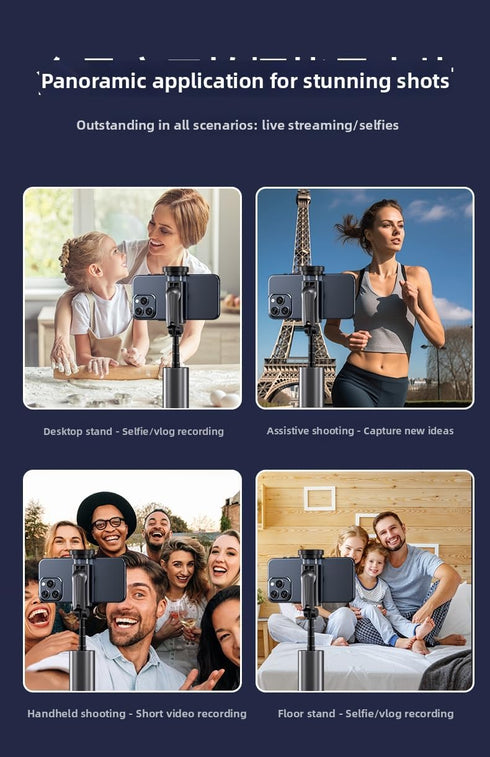 VistaGrip 63 10M Selfie Stick Tripod for iPhone/Android - Expandable Phone Tripod with Fill Light, Bluetooth Remote