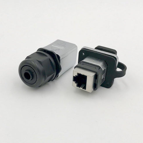 CNLINKO RJ45 Ethernet Industrial Connector, Male Plug & Female Panel Mount Socket Jack, Outdoor Waterproof IP67, Metal