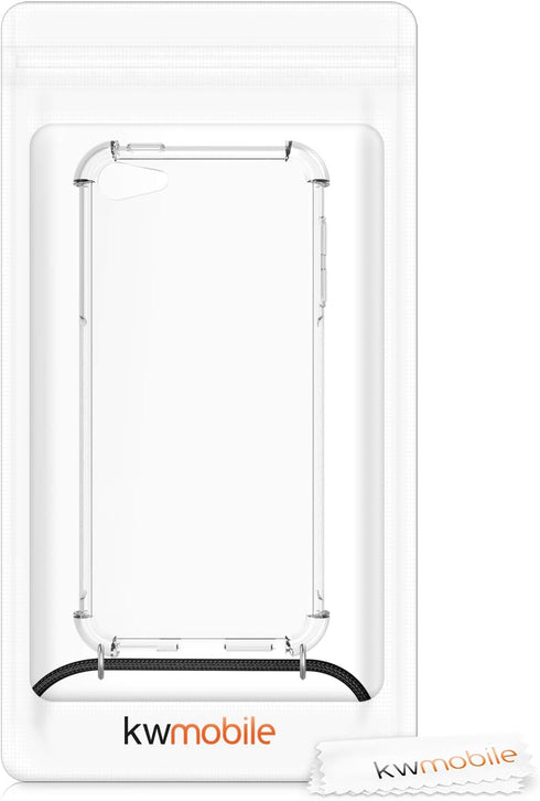 kwmobile Crossbody Case for Apple iPod Touch 6G / 7G, Transparent TPU Cover with Neck Strap - Transparent/Black