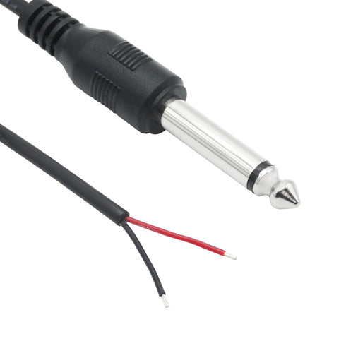 6.35mm Male Plug to Bare Wire Open End Audio Cable 6FT,TS 2 Pole Mono 1/4 inch Male Plug Jack Connector Adapter,for Speaker Microphone 6.35mm Male Plug Replacement DIY Repair(2Pcs)