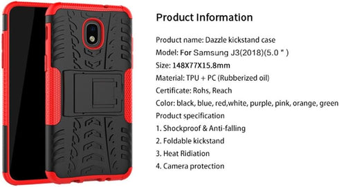 Yiakeng Galaxy J7 Refine Case - Shockproof Protective with Kickstand for Samsung J737V, J737T (Red)