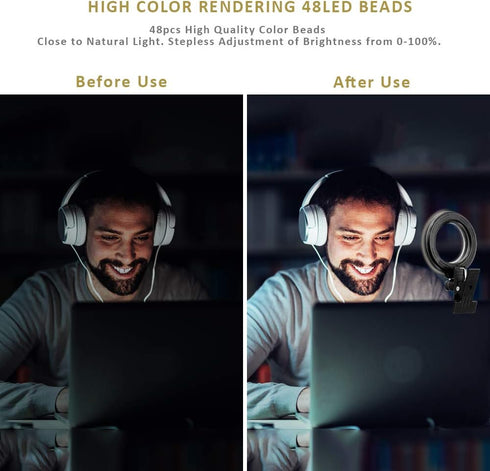 Video Conference Lighting, Webcam Ring Light for Monitor Clip On, Zoom Call Lighting for Remote Work
