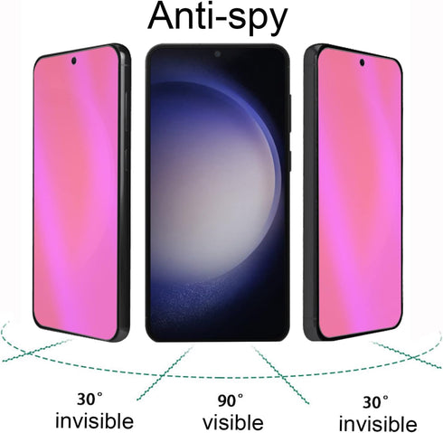 2 Pack Anti-Blue Privacy Tempered Glass for Samsung Galaxy S23 Plus/Galaxy S22 Plus Mirror Anti-Spy Screen Protector Film Electroplated Gradient Colorful Support Finger Unlock 6.6 inch