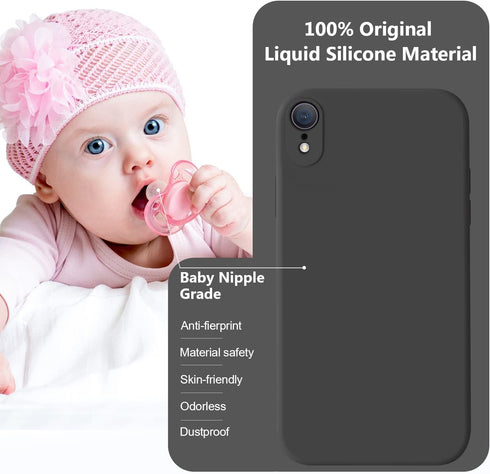 Vooii iPhone XR Case - Black, Upgraded Liquid Silicone, Soft Anti-Scratch Microfiber Lining, Square Edges, Camera