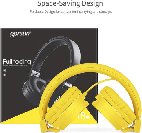 gorsun Kids Headphones, Lightweight Stereo Wired Toddler Headset with Adjustable Headband for Smartphones, Computer,