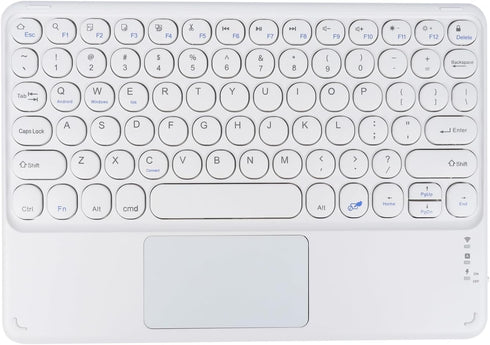 Wireless Bluetooth Keyboard - 10 inch Portable Rechargeable Keyboard with Touchpad for iOS/Android/Windows, White