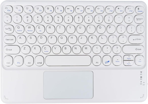 Wireless Bluetooth Keyboard - 10 inch Portable Rechargeable Keyboard with Touchpad for iOS/Android/Windows, White