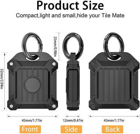 Tile Mate 2022 2024 Tracker Cover, Anti-Scratch Waterproof Case with Keychain for Carabiner, Keys, Bags, Collar Holder