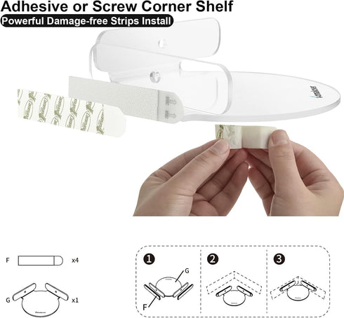 Acrylic Mini Circular Corner Shelf Mount for Security Cameras, Baby Monitors, Speakers, Plants, Easy to Install,