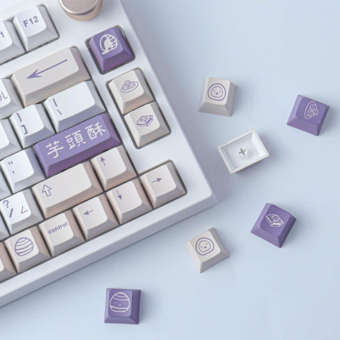 Tsungup PBT Keycaps, 142 Keys Cherry Profile Dye Sublimation Taro Crisp Customized Keycaps for ANSI Layout MX Switches