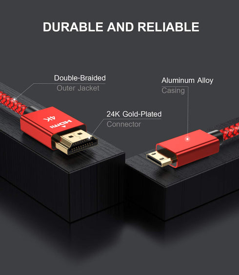 6.6 FT,4K 60Hz Elebase Mini HDMI to HDMI Cable Mini HDMI Cord Compatible for DSLR Camera,Camcorder,Graphics Video
