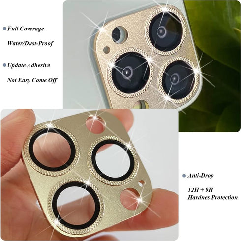 2 Pack 13 9H Camera Lens Protector Compatible for iPhone Pro/Max,Aluminum Alloy Metal & Tempered Glass Camera Cover