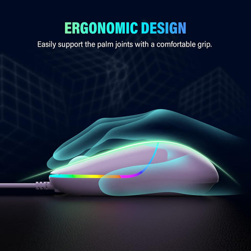 Wired Mouse, LED Computer Mouse Wired, 4 Adjustable DPI up to 6400 Ultra Silent Optical Tracking USB Mouse for Laptop