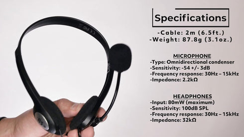 Manhattan 3.5mm Stereo Headset with Mic - 6.5ft Cable, Volume Control, 3-Year Warranty - Ideal for Desktop & Laptop -