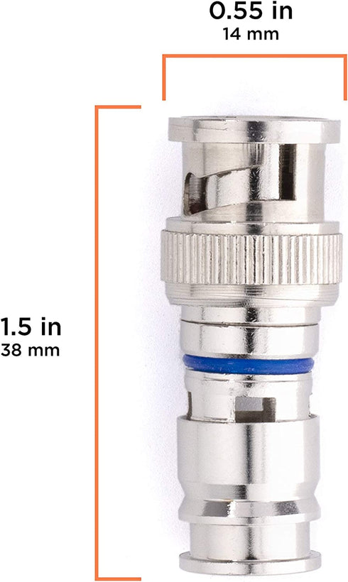 THE CIMPLE CO BNC Compression Connector - Pack of 10 for RG6 Coaxial Cable, Male BNC Connectors for CCTV