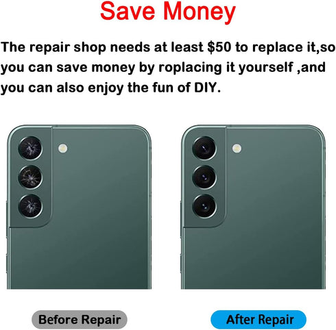 2 Set Back Camera Lens Replacement for Samsung Galaxy S22 and 22+ Plus with Professional Repair Tool Kit and