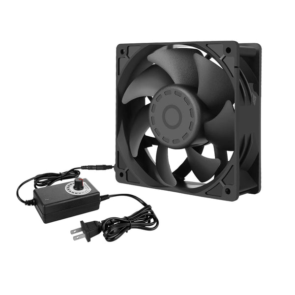 High CFM Computer Fan 120mm x 38mm, 110V 220V AC Powered Variable Speed Cooling Fan for Receiver, Xbox, Server Cabinet