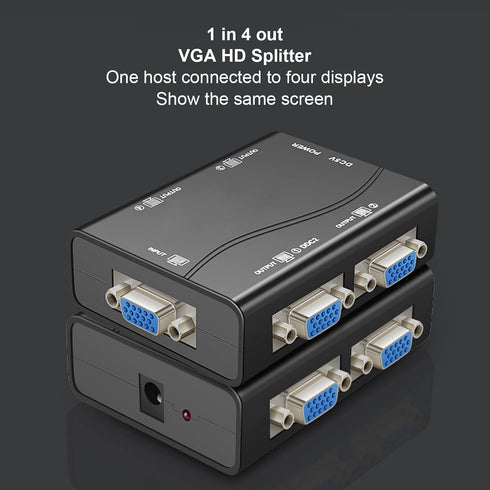 Wisoqu 4 1 4 250Mhz 1920x1440 VGA Splitter Amplifier Box, Port Powered in Out Video Distribution Duplicator, HD Video