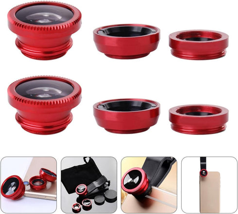 Toddmomy 2 Sets Clip-on Phone Camera Lens Kit, Wide Angle Macro Fisheye Mobile Camera Lenses for Smartphone