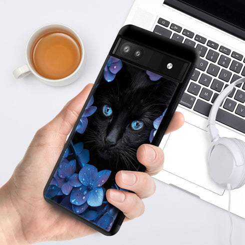 CARLOCA Google Pixel 7a Case, Black Mumbai Clivia Cat, Hard Acrylic Shockproof Phone Case