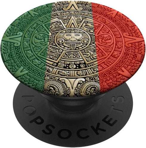Mexico National Flag Calendar Aztec-Mexican Culture PopSockets PopGrip, Swappable Grip for Phones & Tablets