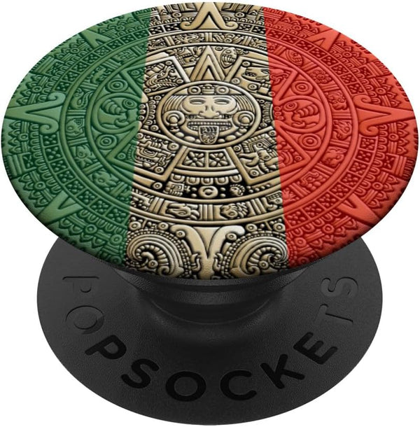 Mexico National Flag Calendar Aztec-Mexican Culture PopSockets PopGrip, Swappable Grip for Phones & Tablets