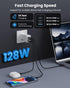 128W USB C Wall Charger - GaN III 3-Port Fast Charging Station, 65W USB C Laptop Adapter for MacBook, iPad, Galaxy