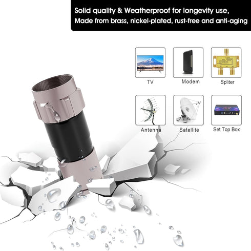 5 Pack Weatherproof RG6 Compression Connectors, 75 Ohm F Connector with Conductive Washer for Coax Cable
