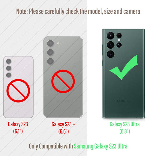 Armor Phone Case for Samsung Galaxy S23 Ultra, Military Grade Drop Protection, Heavy Duty Hybrid Metal Bumper, Black +