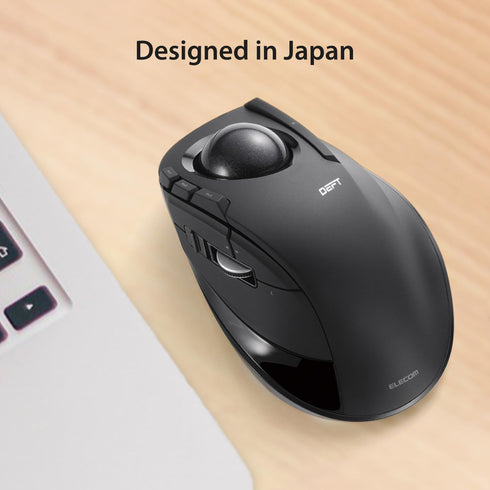 ELECOM DEFT Trackball Mouse - 2.4GHz Wireless, Finger Control, 8-Button Function, Ergonomic Design, Optical Gaming