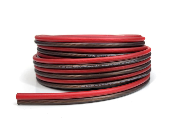KnuKonceptz Kord Speaker Kable, 12 Gauge Oxygen Free Copper Speaker Wire, 50' Red/Black