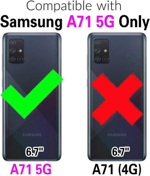 Asuwish Phone Case for Samsung Galaxy A71 5G Wallet Cover with Tempered Glass Screen Protector and Leather RFID Credit Card Holder Stand Slot Rugged Cell Accessories A 71 G5 71A S71 Women Men Purple