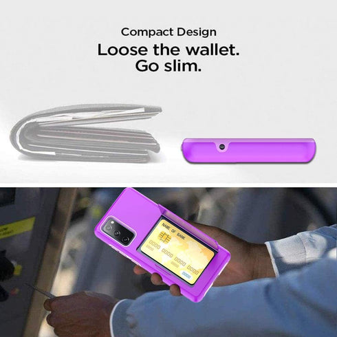 Galaxy S20 FE Case - Grey Silicone Hybrid Protective Wallet Cover with Card Holder for Samsung Galaxy S20 FE