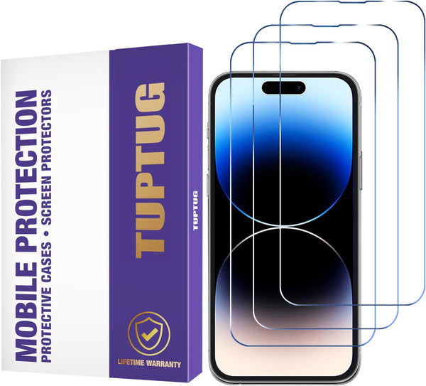 Tempered Glass Screen Protector for iPhone 14 Pro (3 Pack) - Toughened Glass Protective Cover for 6.1-inch Apple iPhones