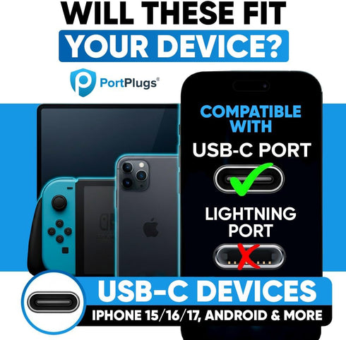S10/S9/S8, A72, A52, M51 (5-Pairs) PortPlugs USB-C Dust Plugs for Galaxy & Other USB-C Devices with Headphone Jacks