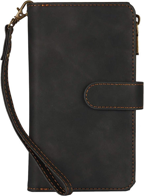 iCoverCase for iPhone 11 Pro Wallet Case with Card Holder and Wrist Strap, PU Leather Kickstand Card Slots Zipper