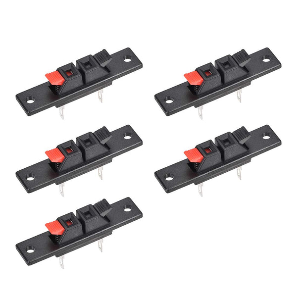 uxcell 2 Ways Spring Speaker Terminal Clip - Push Release Connector Audio Cable Terminals Strip Block (5Pcs)