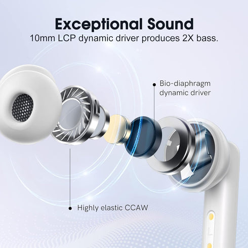 QCY T13 ANC Active Noise Cancelling Wireless Earbuds, Bluetooth 5.3 Headphones with 30H Playtime Charging Case, IPX5